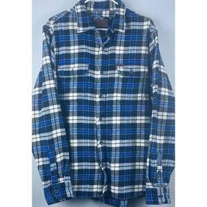 Mens Orvis Sz M Heavy Weight Cotton Flannel Pockets Button Shirt